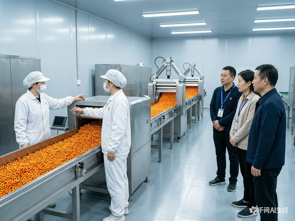 沙棘原料分拣车间溯源参观