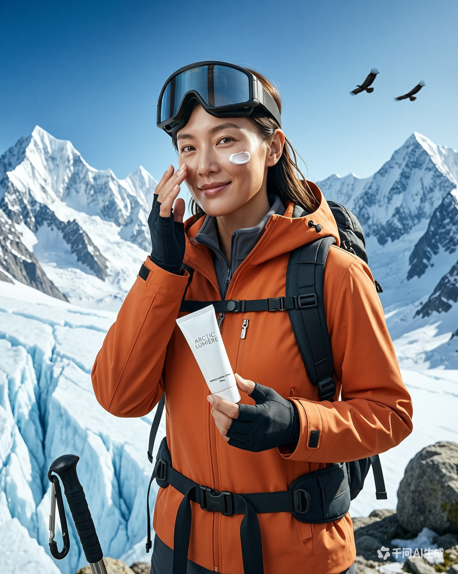 雪山徒步途中进行产品实测的会员